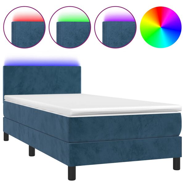 vidaXL &Kappa;&rho;&epsilon;&beta;ά&tau;&iota; Boxspring &mu;&epsilon; &Sigma;&tau;&rho;ώ&mu;&alpha; & LED &Sigma;&kappa;. &Mu;&pi;&lambda;&epsilon; 100x200&epsilon;&kappa;. &Beta;&epsilon;&lambda;&omicron;ύ&delta;&iota;&nu;&omicron;
