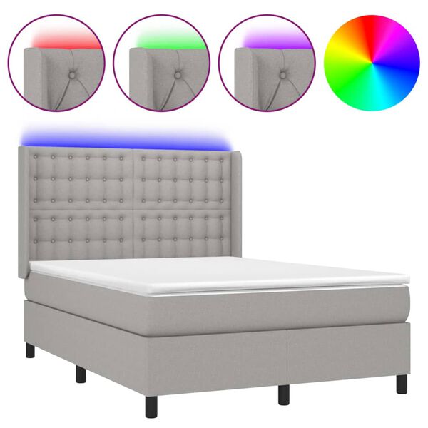 vidaXL &Kappa;&rho;&epsilon;&beta;ά&tau;&iota; Boxspring &mu;&epsilon; &Sigma;&tau;&rho;ώ&mu;&alpha; & LED &Alpha;&nu;.&Gamma;&kappa;&rho;&iota; 140x190&epsilon;&kappa;. &Upsilon;&phi;&alpha;&sigma;&mu;ά&tau;&iota;&nu;&omicron;