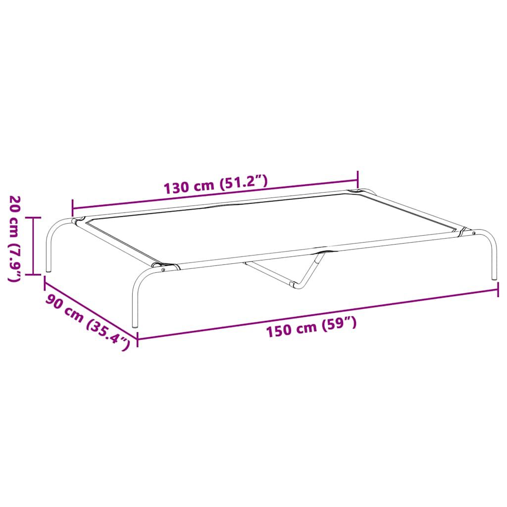 vidaXL Ανυψωμένο κρεβάτι σκύλου γκρι 150x90x20 cm Textilene και χάλυβα