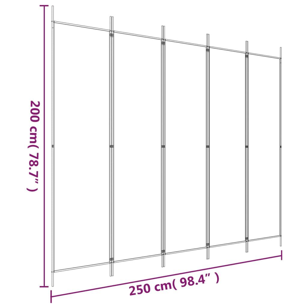 vidaXL Διαχωριστικό Δωματίου με 5 Πάνελ Καφέ 250x200 εκ. από Ύφασμα