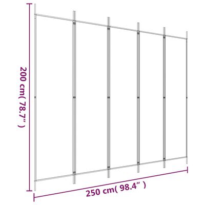 vidaXL Διαχωριστικό Δωματίου με 5 Πάνελ Καφέ 250x200 εκ. από Ύφασμα