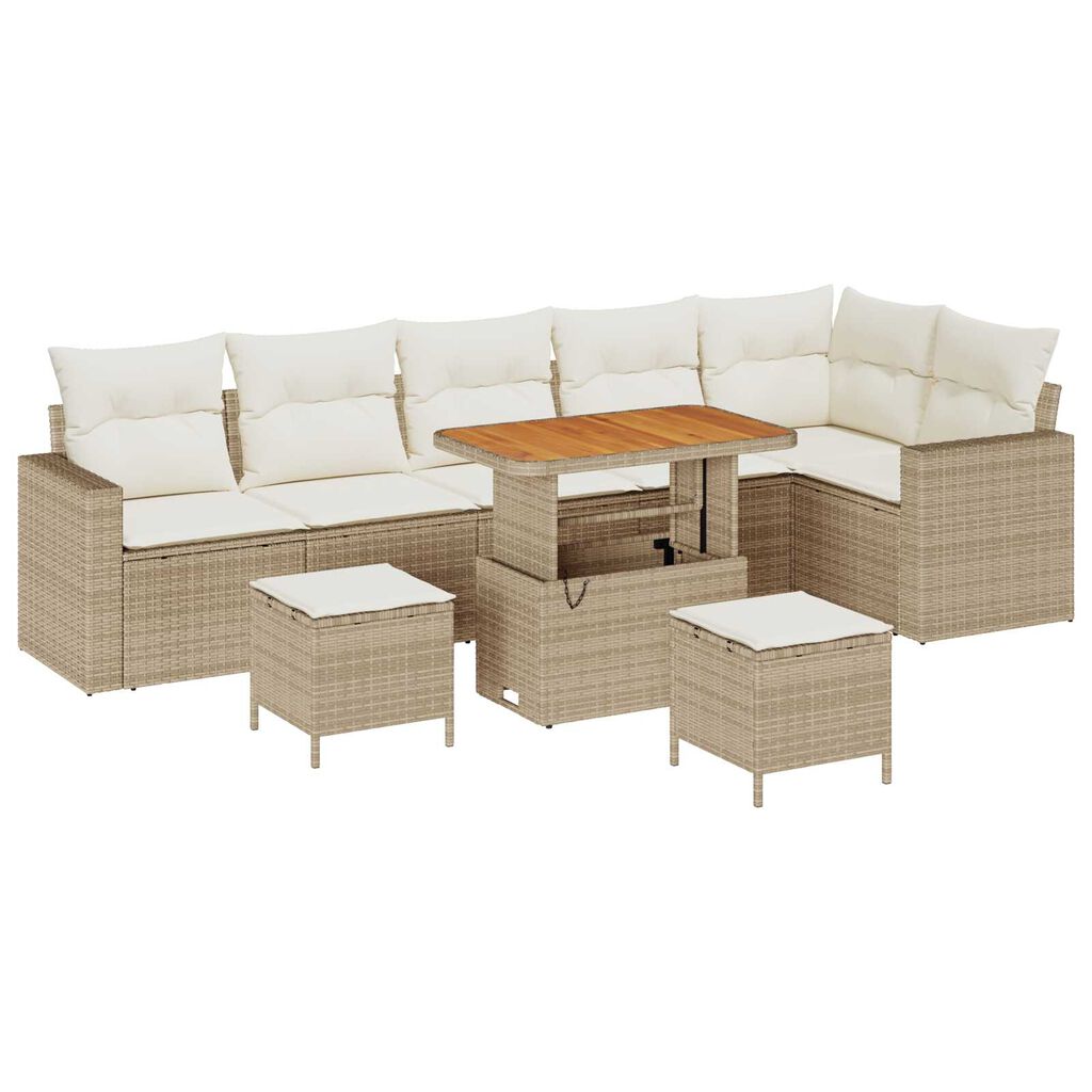 vidaXL Σετ Καναπέ Κήπου 9 pcs μπεζ και κρεμ 90 x 55 x 71 cm