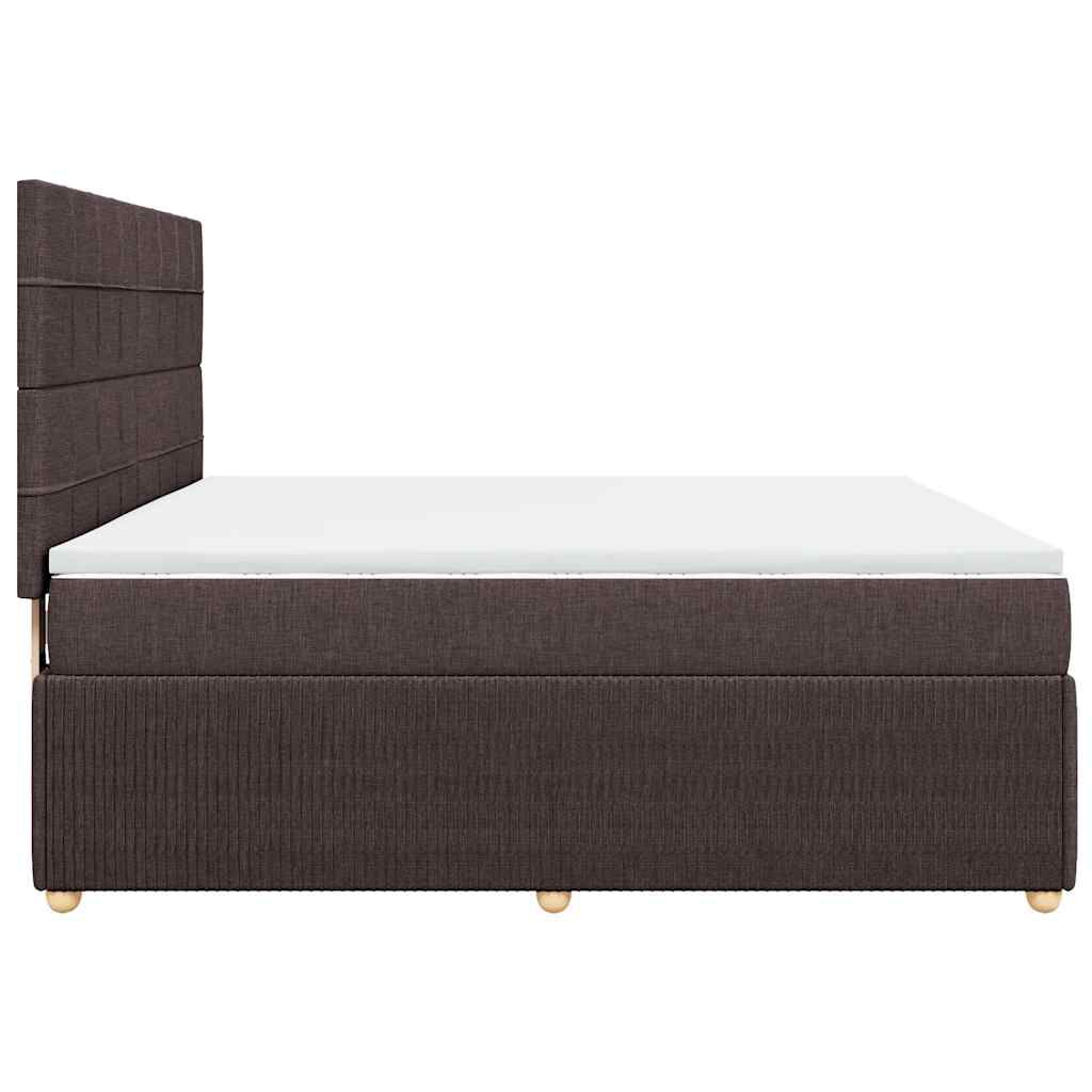 vidaXL Κρεβάτι Boxspring με Στρώμα Σκούρο Καφέ 180x200 εκ Υφασμάτινο