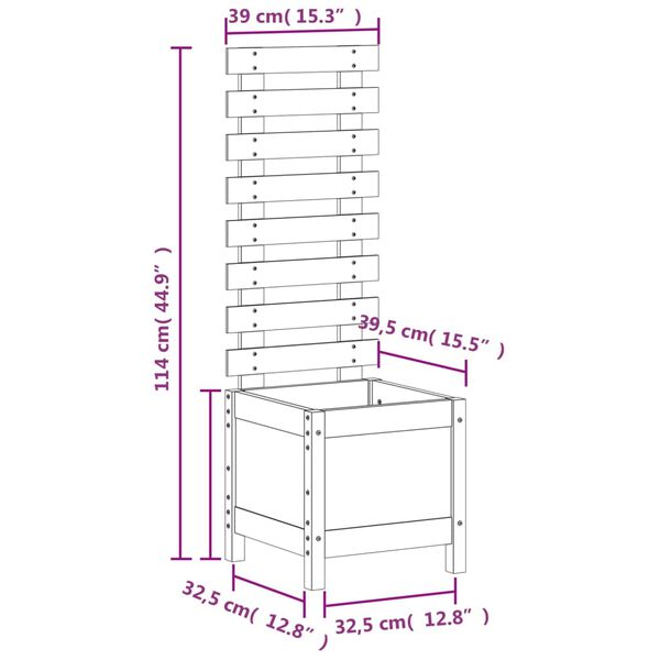 vidaXL Ζαρντινιέρα με Ράφι Λευκή 39x39,5x114εκ. από Μασίφ Ξύλο Πεύκου