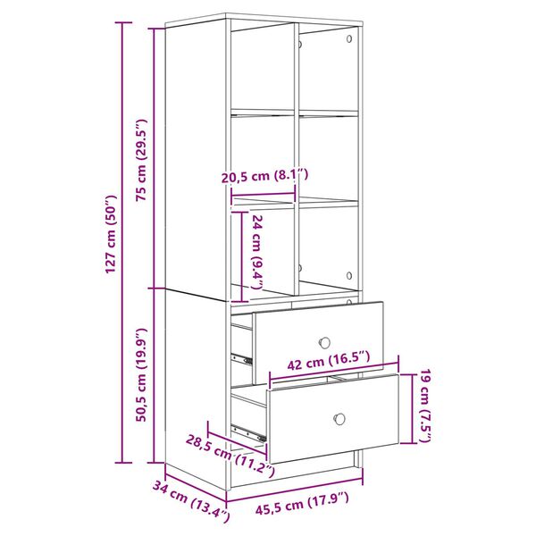 vidaXL Γραφείο με αποθηκευτικό χώρο 2 pcs Γκρι sonoma 60 x 50 x 76 εκ.
