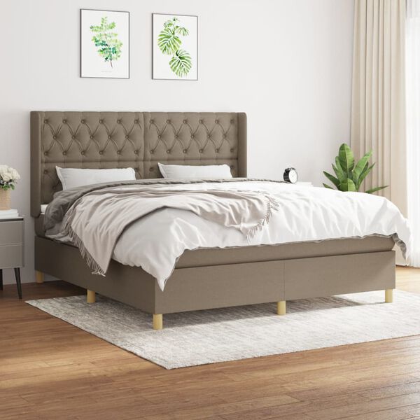 vidaXL &Kappa;&rho;&epsilon;&beta;ά&tau;&iota; Boxspring &mu;&epsilon; &Sigma;&tau;&rho;ώ&mu;&alpha; Taupe 160x200 &epsilon;&kappa;. &Upsilon;&phi;&alpha;&sigma;&mu;ά&tau;&iota;&nu;&omicron;