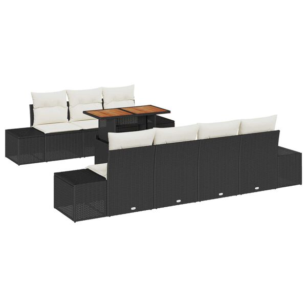 vidaXL Σέτ φαγητού για κήπο 8 pcs Μαύρο και Κρέμα 100 x 55 x 73 εκ