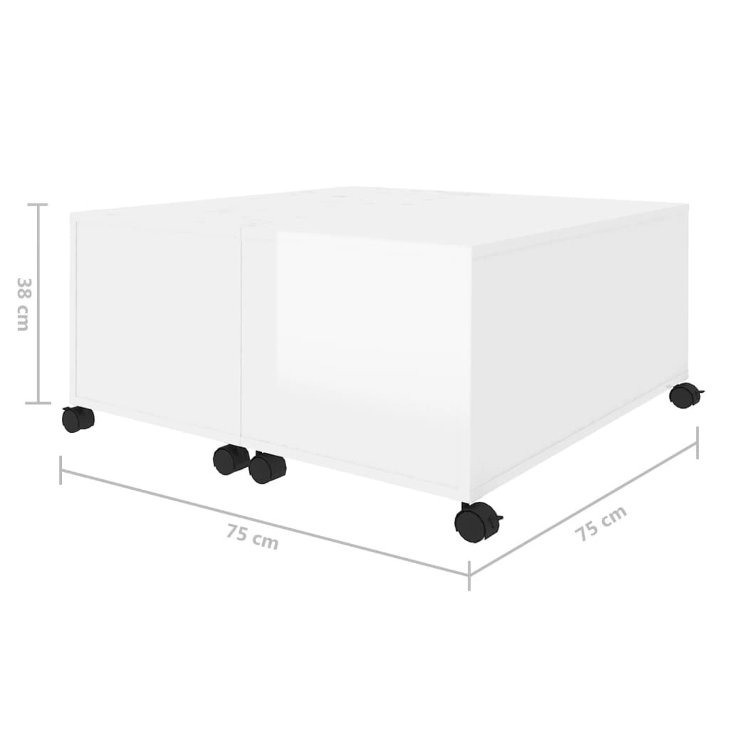 vidaXL Τραπεζάκι Σαλονιού Γυαλ. Λευκό 75 x 75 x 38 εκ. από Μοριοσανίδα