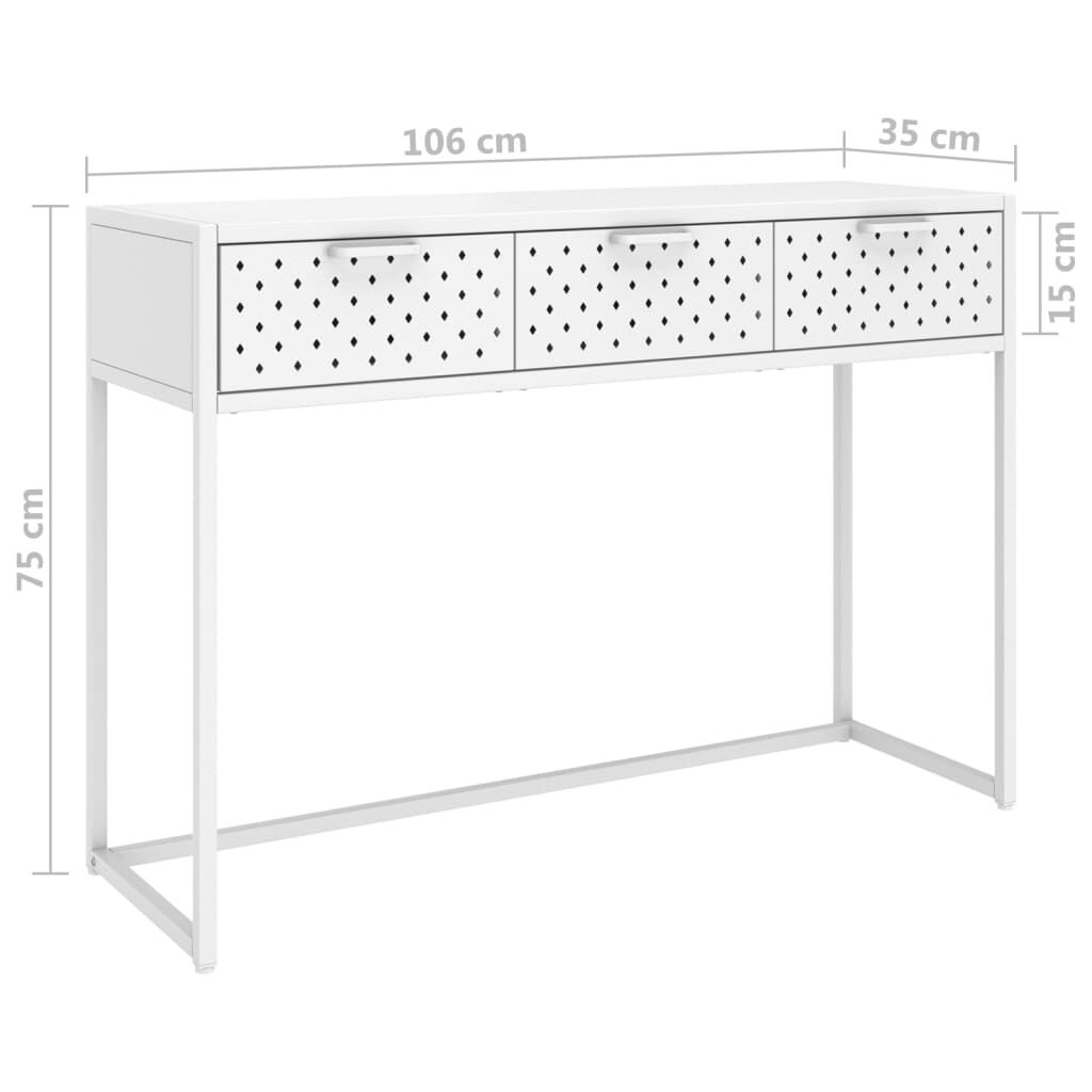vidaXL Τραπέζι Κονσόλα Λευκό 106 x 35 x 75 εκ. από Ατσάλι