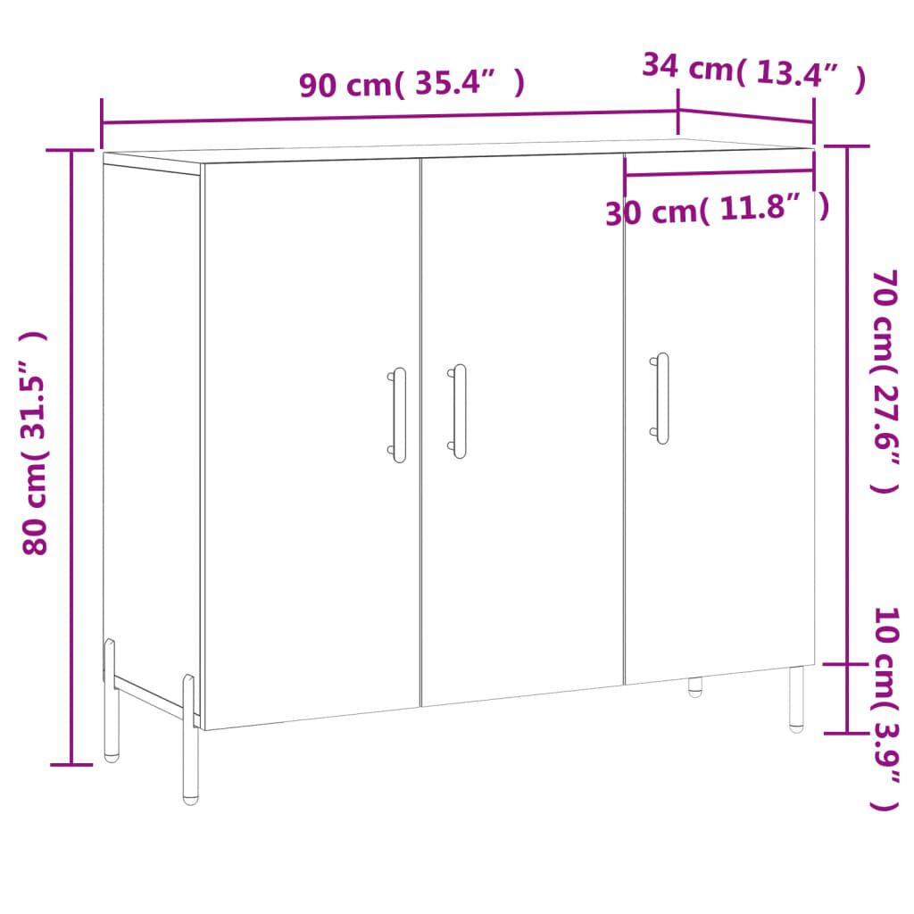vidaXL Ντουλάπι Μαύρο 90 x 34 x 80 εκ. από Επεξεργασμένο Ξύλο