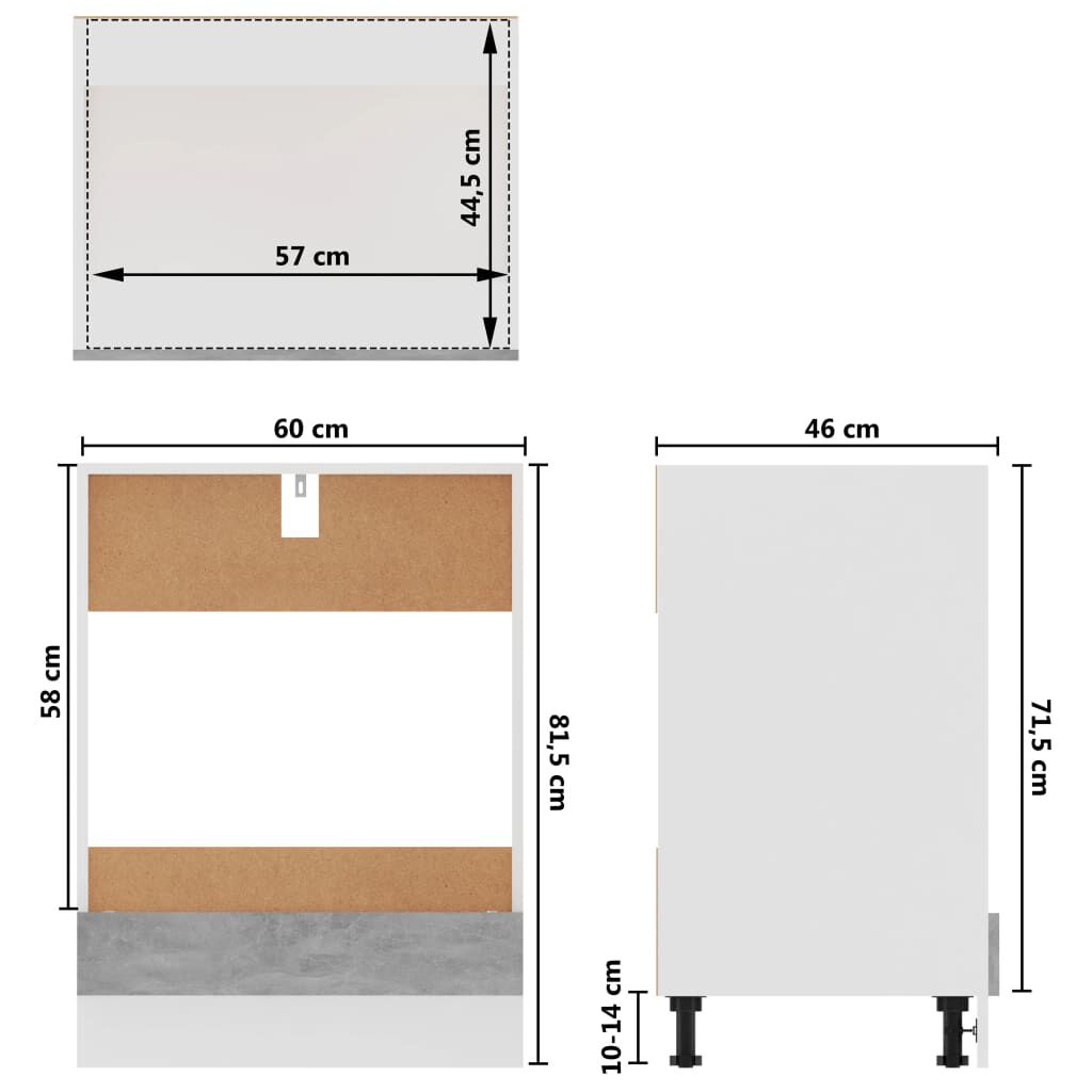 vidaXL Ντουλάπι για Φούρνο Lyon Γκρι Σκυροδέματος 60x46x81,5 εκ