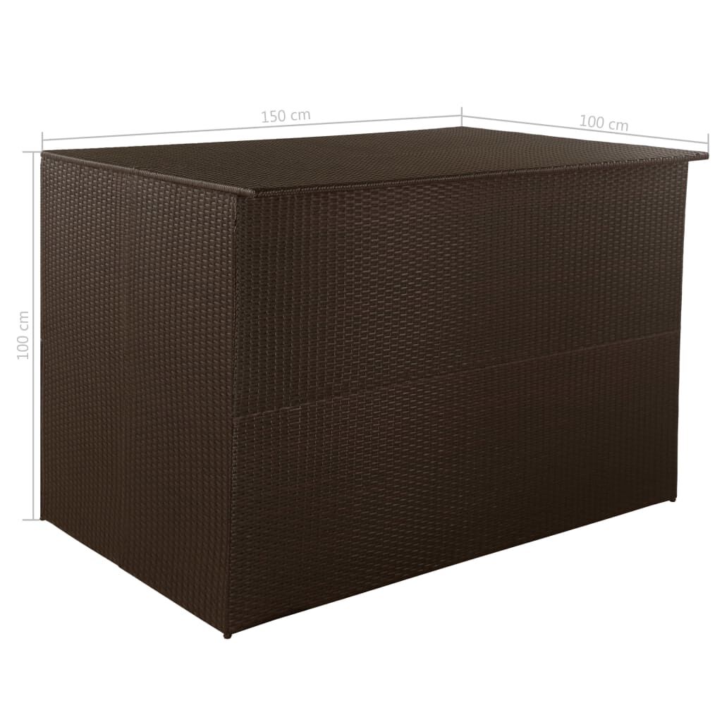 vidaXL Μπαούλο Εξωτερικού Χώρου Καφέ 150x100x100 εκ. Συνθετικό Ρατάν