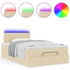 vidaXL Οθωμανικό κρεβάτι με στρώμα & LEDs Cream 120x190cm ύφασμα