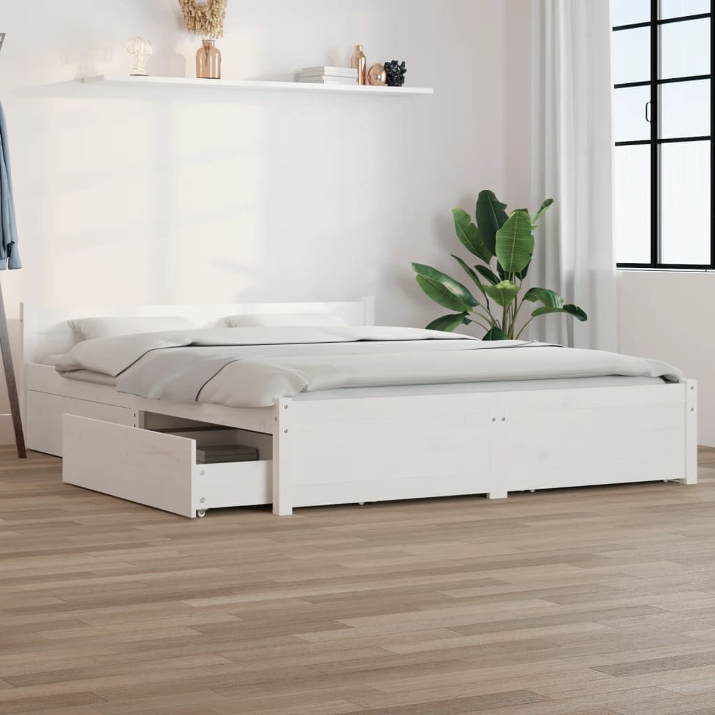 vidaXL Πλαίσιο Κρεβατιού με Συρτάρια Λευκό 140 x 200 εκ.