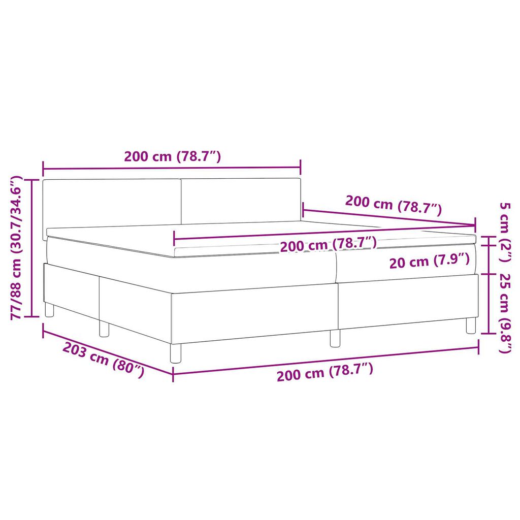 vidaXL Κρεβάτι με Βάση Στρώματος & LED Ανοιχτό Γκρι 200x200 εκ. Βελούδο