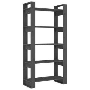 vidaXL Βιβλιοθήκη/Διαχωριστικό Χώρου Γκρι 80x35x160 εκ. Μασίφ Ξύλο