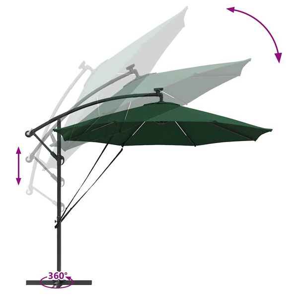 vidaXL Ομπρέλα Cantilever Banana Πράσινο 294 x 294 x 248 cm