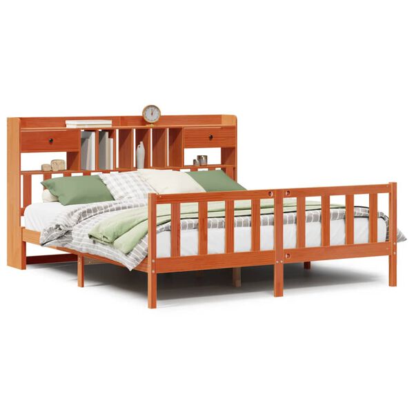 vidaXL Κρεβάτι Βιβλιοθήκη Χωρίς Στρώμα 180x200 εκ Μασίφ Ξύλο Πεύκου