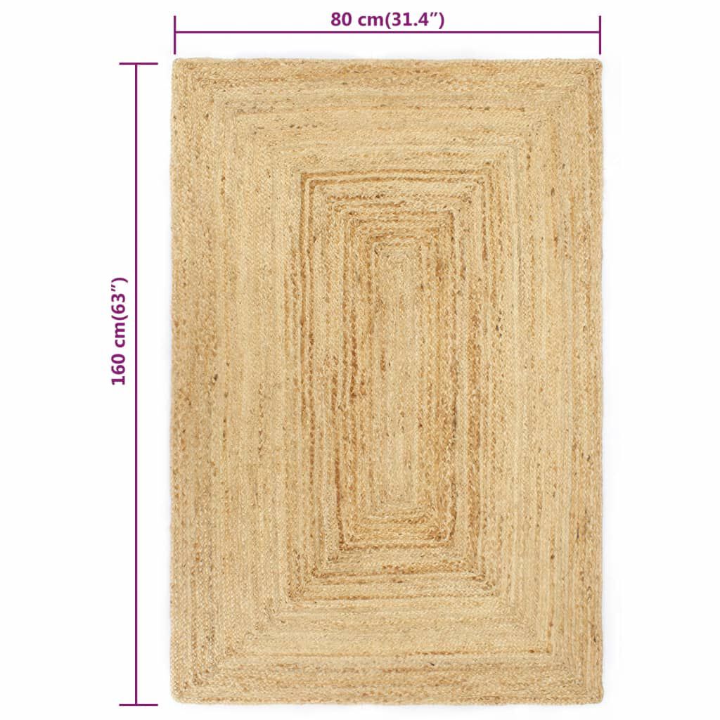 vidaXL Χαλί Χειροποίητο Φυσικό Χρώμα 80 x 160 εκ. από Γιούτα