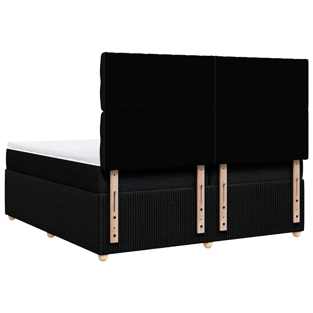 vidaXL Κρεβάτι Boxspring με Στρώμα Μαύρο 200x200 εκ. Υφασμάτινο