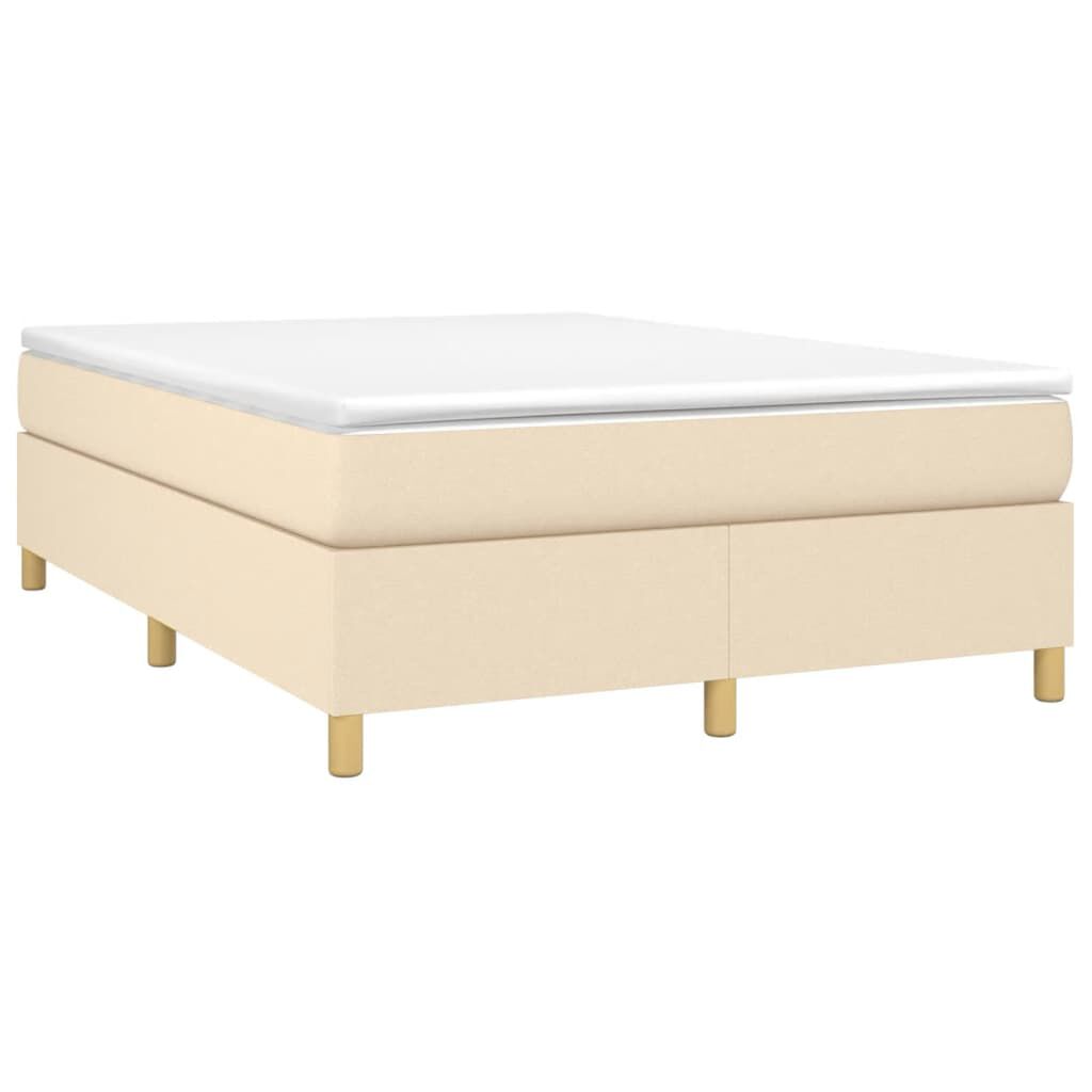 vidaXL Κρεβάτι Boxspring με Στρώμα Κρεμ 140x190 εκ. Υφασμάτινο