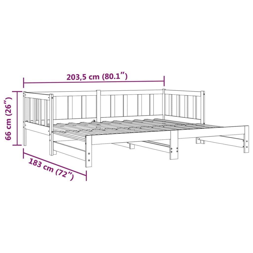 vidaXL Καναπές Κρεβάτι Γκρι 2 x (90 x 200) εκ. από Μασίφ Ξύλο Πεύκου