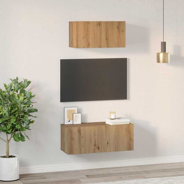 vidaXL &Sigma;&epsilon;&tau; &epsilon;&pi;ί&pi;&lambda;&omicron;&upsilon; &tau;&eta;&lambda;&epsilon;ό&rho;&alpha;&sigma;&eta;&sigmaf; 2 pcs Artisan Oak &Epsilon;&pi;&epsilon;&xi;&epsilon;&rho;&gamma;&alpha;&sigma;&mu;έ&nu;&omicron; &xi;ύ&lambda;&omicron;
