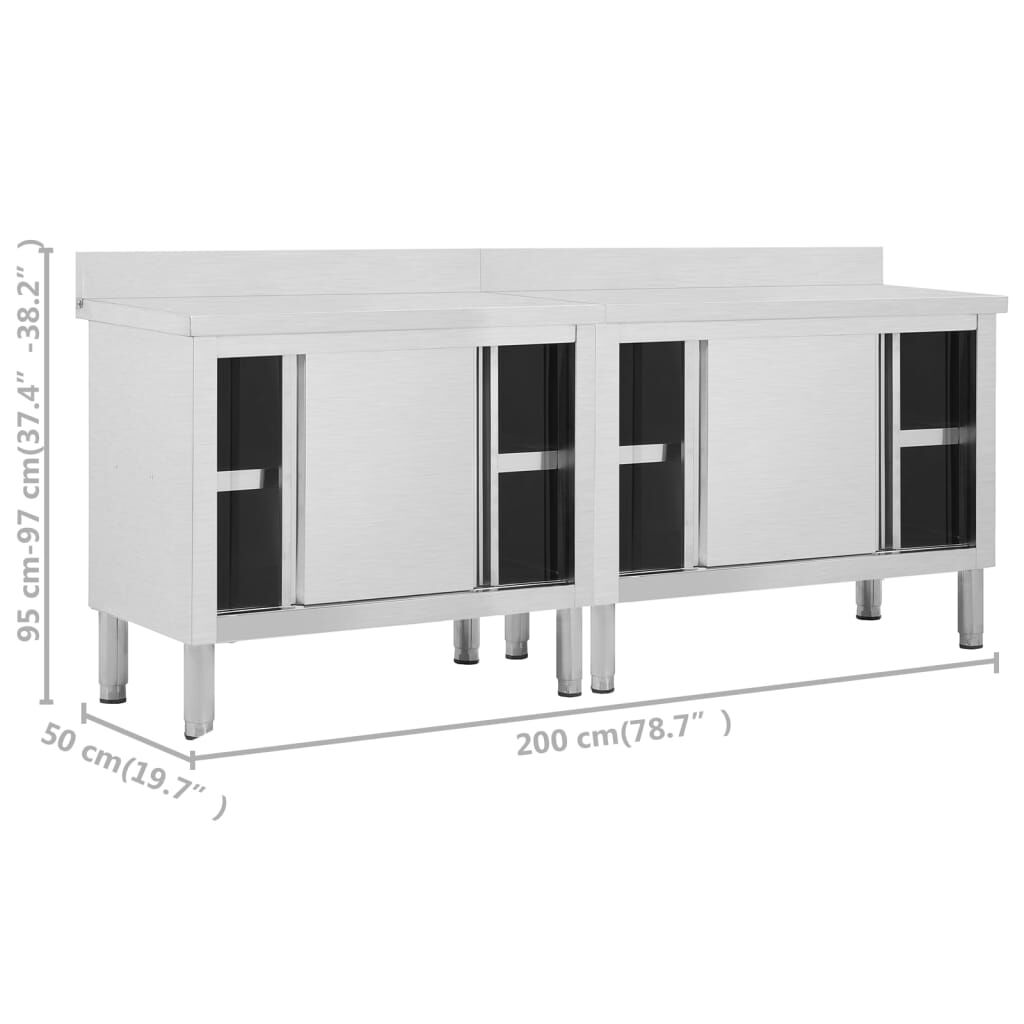 vidaXL Ερμάρια Συρόμενες Πόρτες 2 τεμ. 200x50x(95-97) εκ. Ανοξ. Ατσάλι