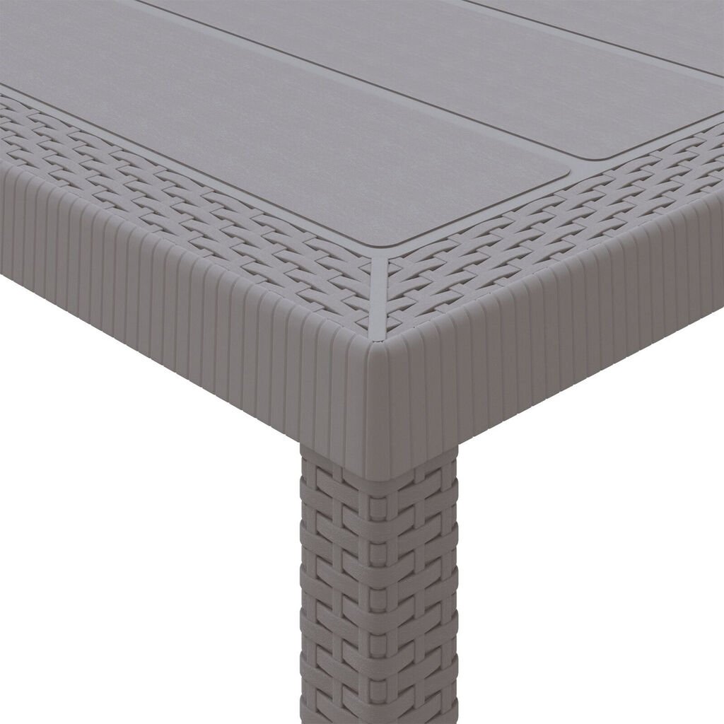 vidaXL Τραπέζι Κήπου Ανοιχτό Γκρι 150x100x73 εκ. Πολυ Ράτταν