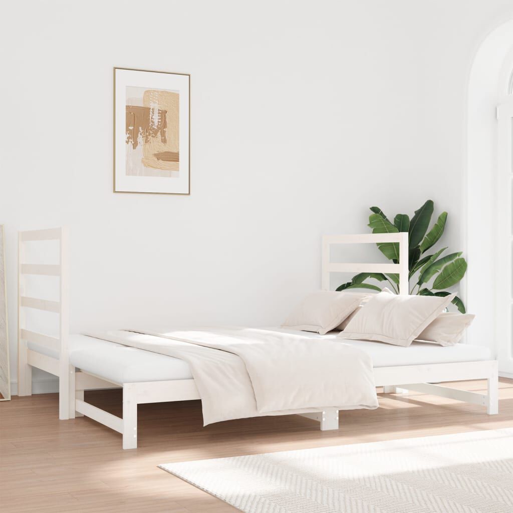 vidaXL Καναπές Κρεβάτι Συρόμενος Λευκός 2x(90x190) εκ. από Μασίφ Πεύκο