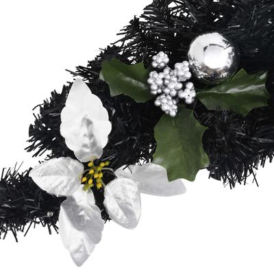 vidaXL Αψίδα Χριστουγεννιάτικη Μαύρη 90 εκ. PVC με Λαμπάκια LED