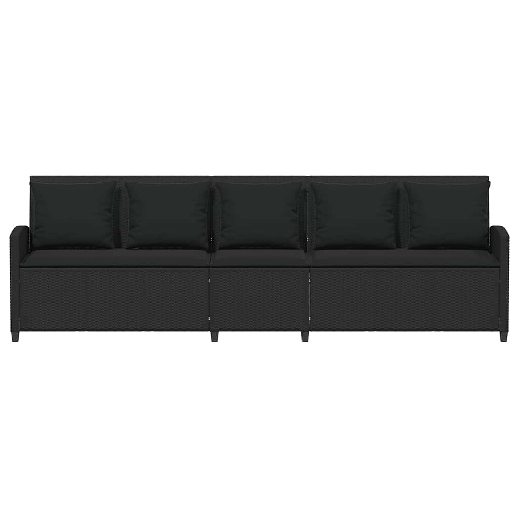 vidaXL Καναπές κήπου 5θέσιος με μαξιλάρια Μαύρο Poly Rattan
