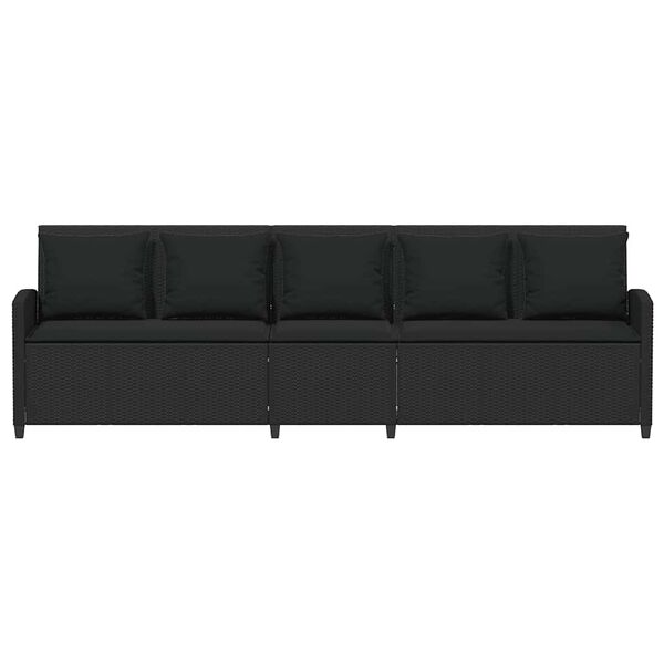 vidaXL Καναπές κήπου 5θέσιος με μαξιλάρια Μαύρο Poly Rattan