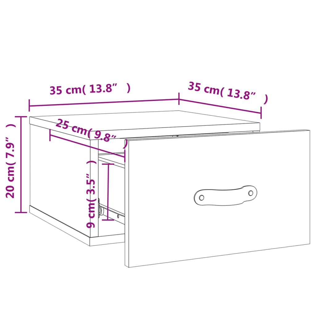 vidaXL Κομοδίνο Επιτοίχιο Γκρι Σκυροδέματος 35 x 35 x 20 εκ.