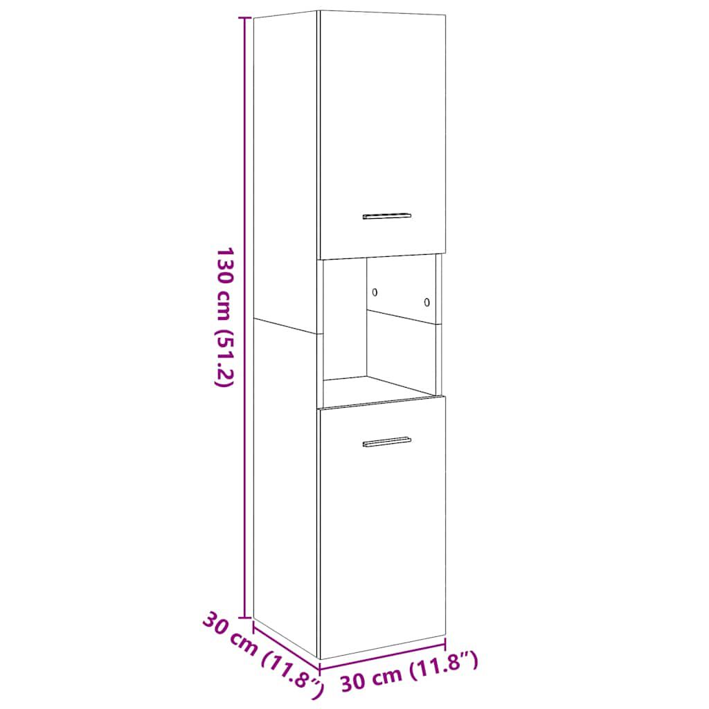 vidaXL Ντουλάπι Μπάνιου Κρεμαστό Παλ. Ξύλο 30x30x130 εκ. από Επ. Ξύλο