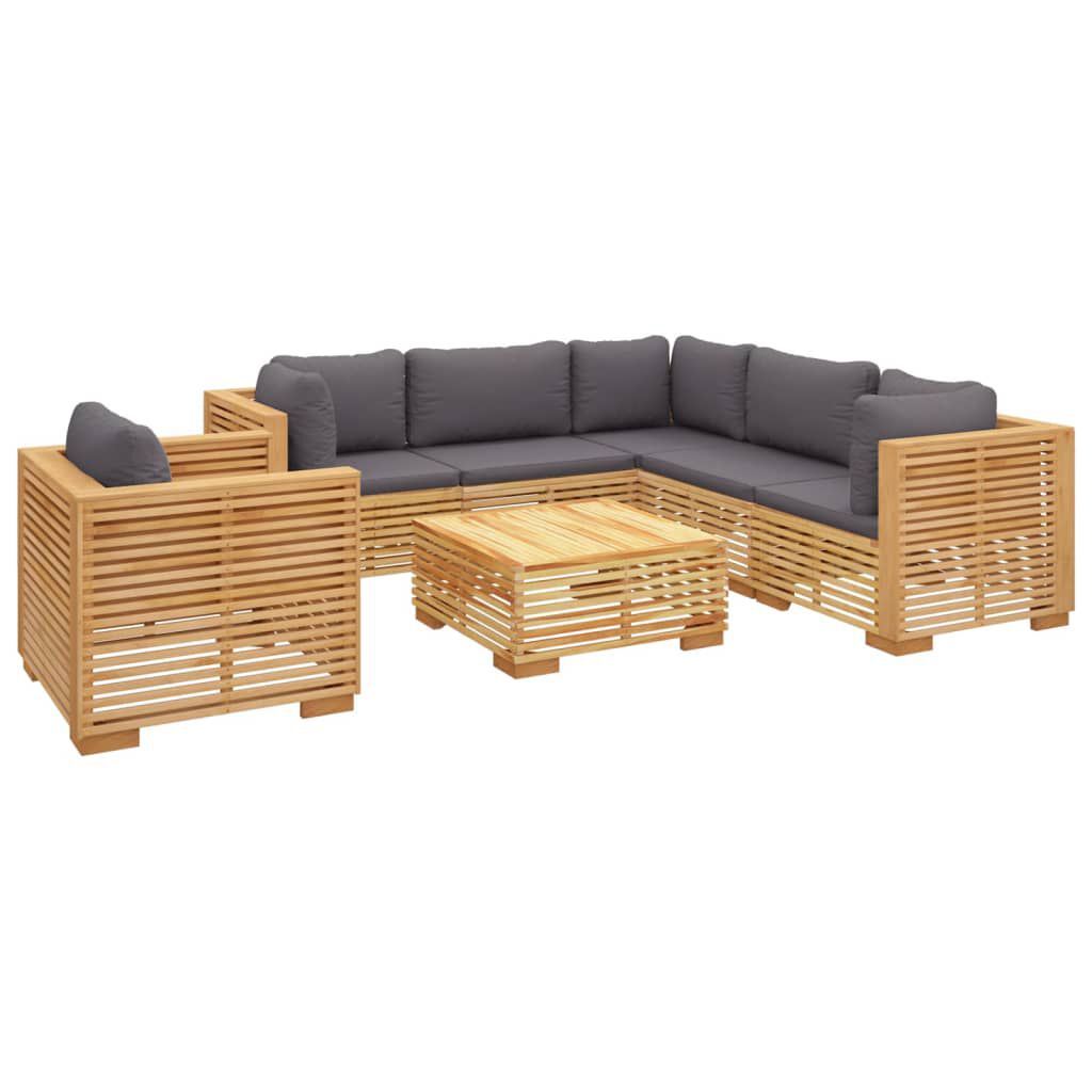 vidaXL Σαλόνι Κήπου Σετ 7 Τεμαχίων από Μασίφ Ξύλο Teak με Μαξιλάρια