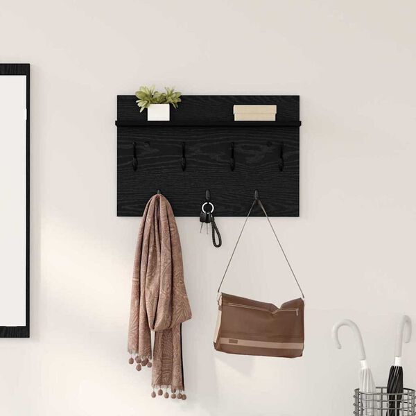 vidaXL Τοίχου Κρεμάστρα Μαύρη δρυς 60 x 40 x 12 cm Επεξεργασμένο ξύλο
