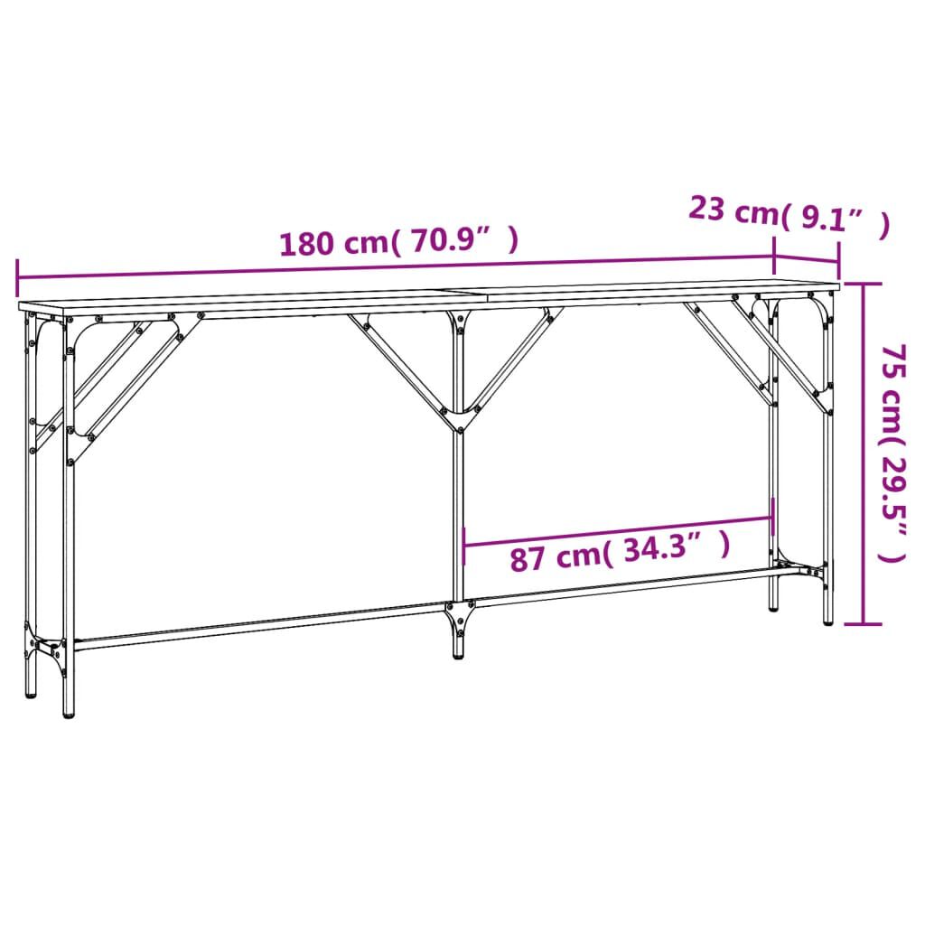 vidaXL Τραπέζι Κονσόλα Γκρι Sonoma 180x23x75 εκ. Επεξεργασμένο Ξύλο