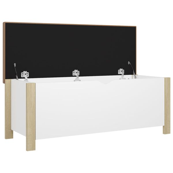vidaXL Κουτί Αποθήκευσης Λευκό/Son. Δρυς 105x40x45εκ Μοριοσ. &Μαξιλάρι