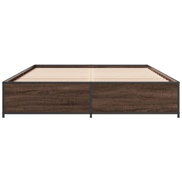 vidaXL Πλαίσιο Κρεβατιού Καφέ Δρυς 120x200 εκ. Επεξ. Ξύλο & Μέταλλο