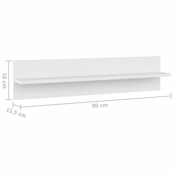 vidaXL Ραφιέρες Τοίχου 2 τεμ. Λευκό 80 x 11,5 x 18 εκ. από Μοριοσανίδα