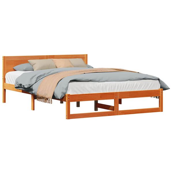 vidaXL Σκελετός Κρεβατιού Καφέ 160 x 200 cm Μασίφ ξύλο πεύκου