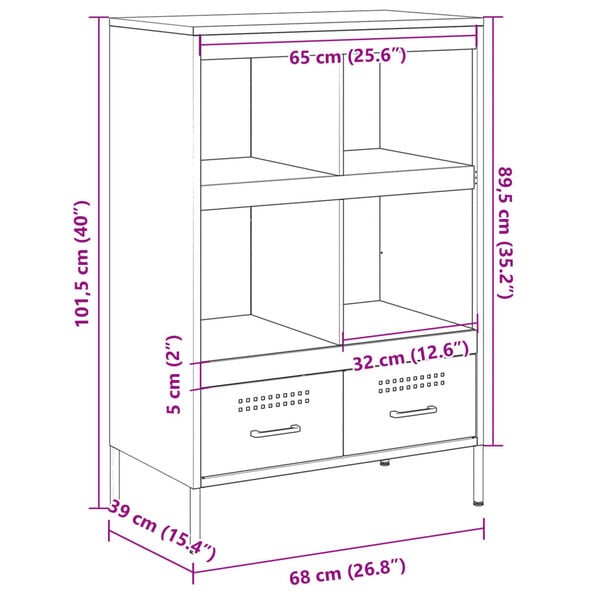 vidaXL Ντουλάπι Πράσινο Λαδί 68x39x101,5 εκ. από Ατσάλι
