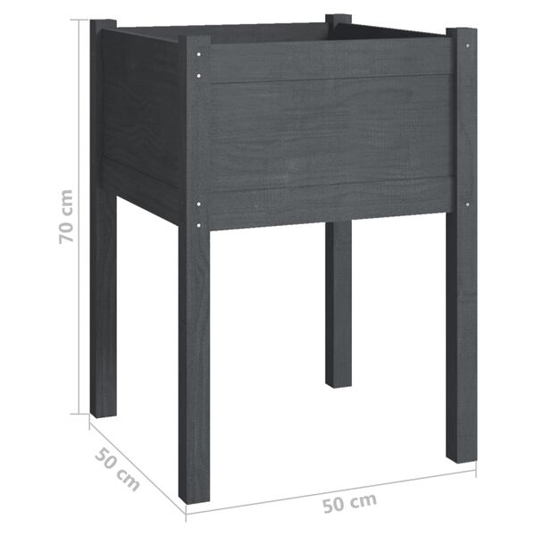 vidaXL Ζαρντινιέρες 2 τεμ. Γκρι 50 x 50 x 70 εκ. Μασίφ Ξύλο Πεύκου