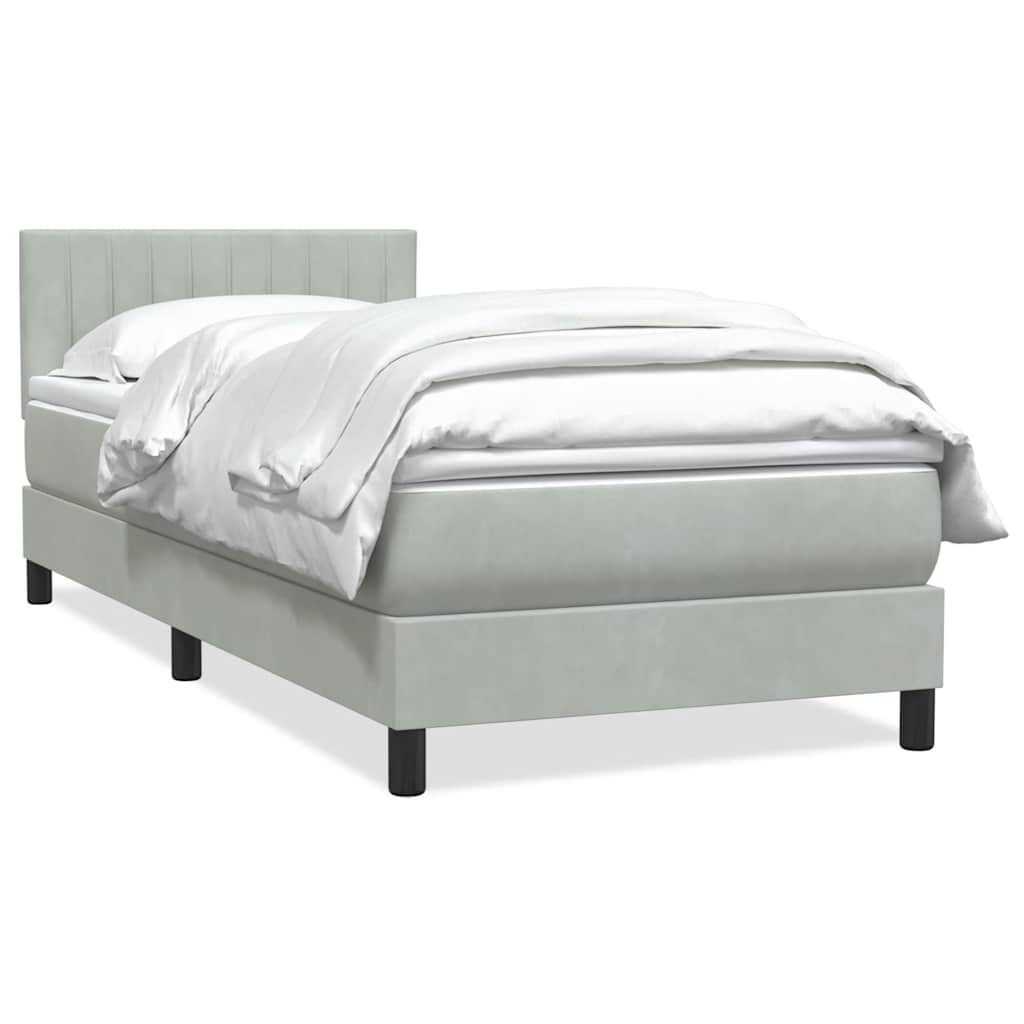 vidaXL Box Spring κρεβάτι με στρώμα ανοιχτό γκρι 90x220 εκ. Βελούδινο