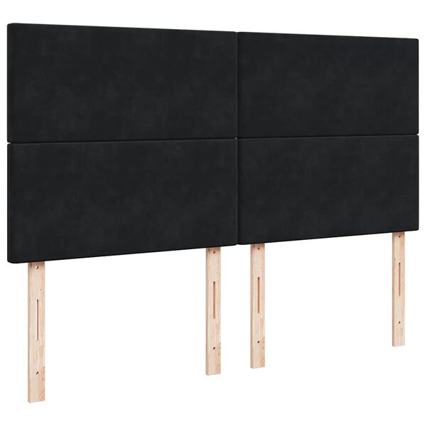 vidaXL Οθωμανικό κρεβάτι με στρώματα & LEDs Μαύρο 160x200cm Velvet