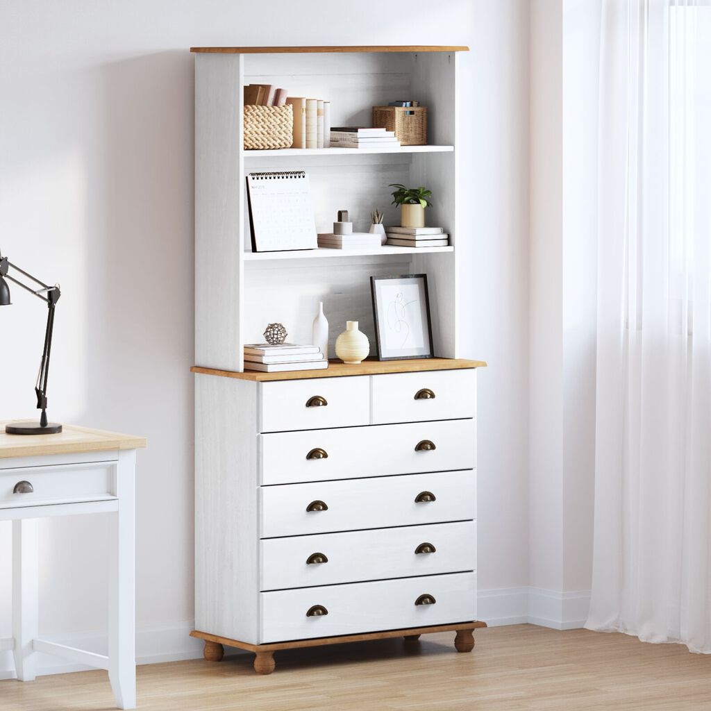 vidaXL Μπουφές “ASKIM” Λευκός 91x40x199.5 cm Μασίφ Ξύλο Πεύκου