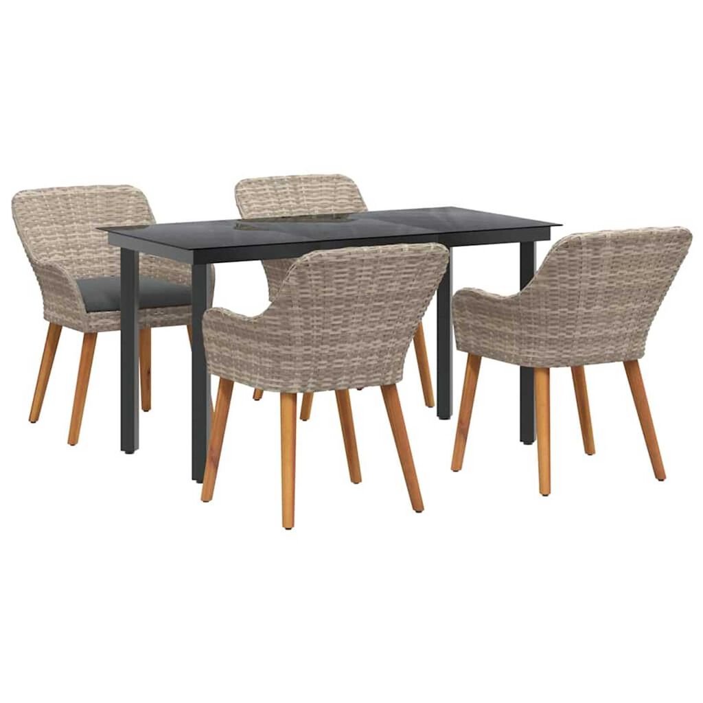 vidaXL Σετ τραπεζαρίας 5 pcs Ανοιχτό γκρι Πολυ ράταν