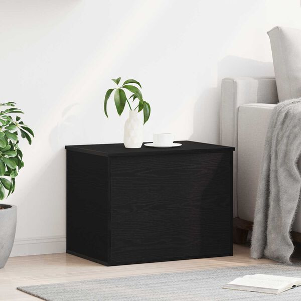 vidaXL Κουτί αποθήκευσης με καπάκι Μαύρη Δρυς 60x42x46 εκ. Κατασκευασμένο ξύλο