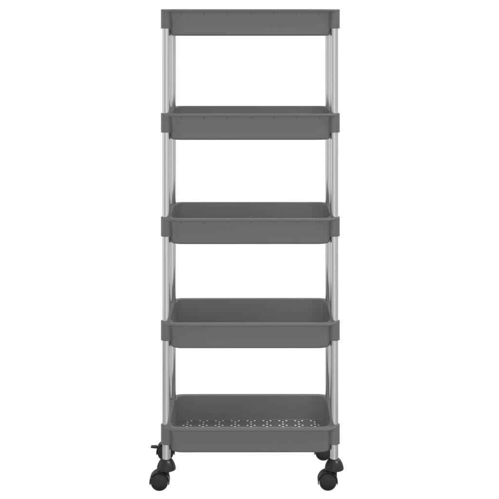vidaXL Τρόλεϊ Κουζίνας 5 Επιπέδων Γκρι 42 x 29 x 128 εκ. Σίδερο/ABS